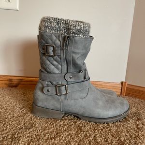 JustFab Gray Combat & Moto Boots